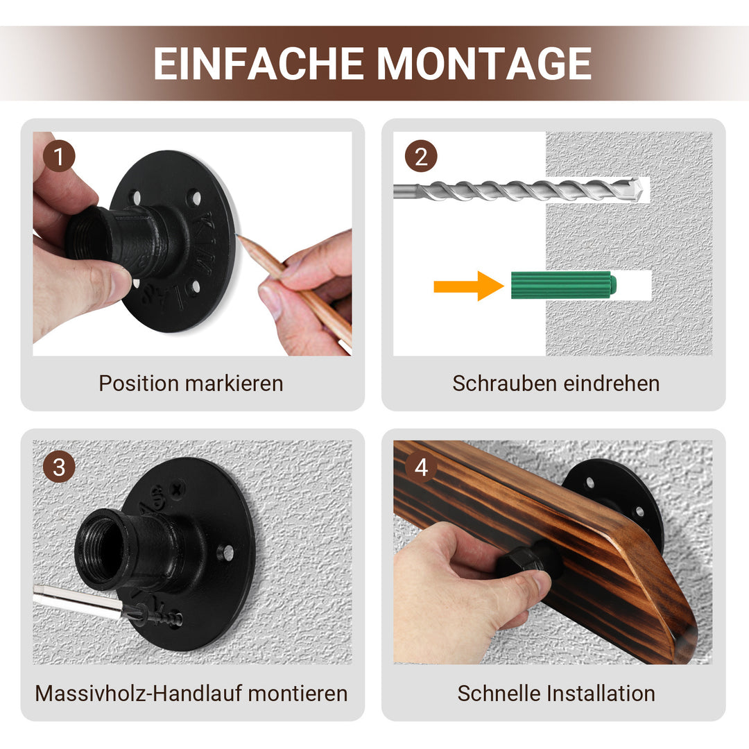 Sonnewelt Handlauf Treppengeländer Kiefernholz 60cm-200cm Brown