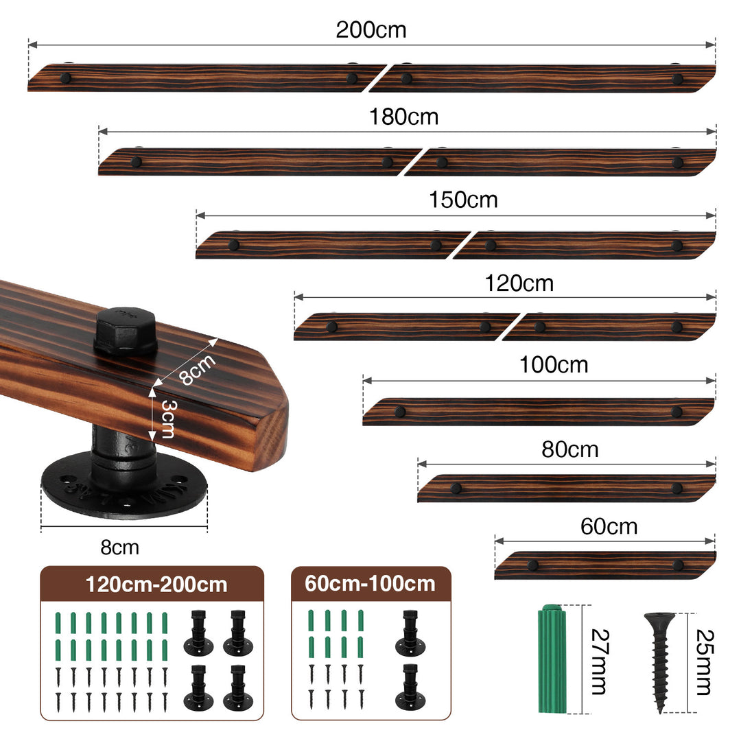 Sonnewelt Handlauf Treppengeländer Kiefernholz 60cm-200cm Brown