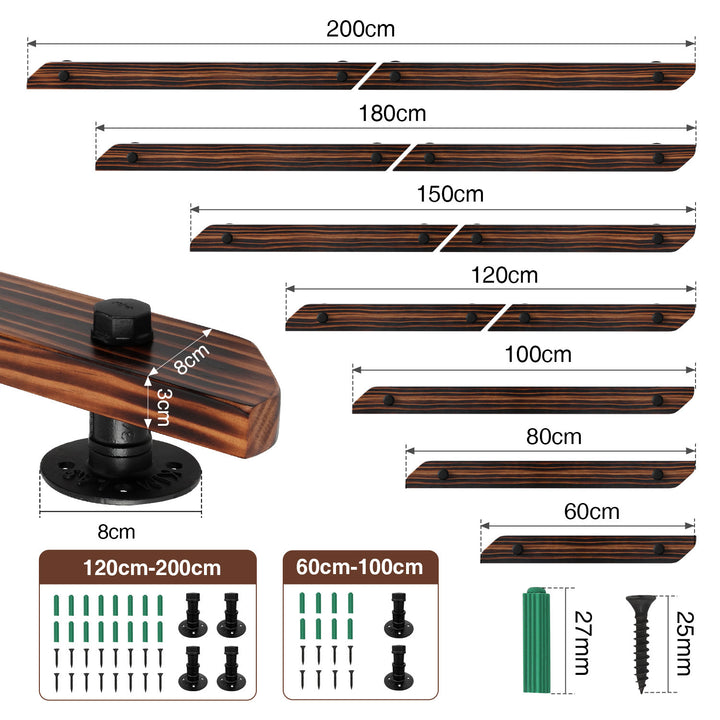 Sonnewelt Handlauf Treppengeländer Kiefernholz 60cm-200cm Brown
