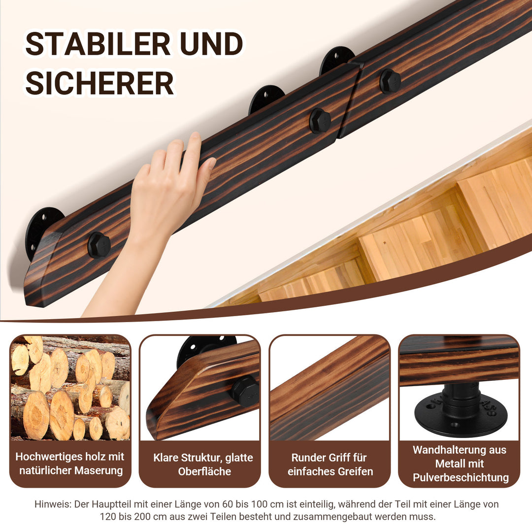 Sonnewelt Handlauf Treppengeländer Kiefernholz 60cm-200cm Brown