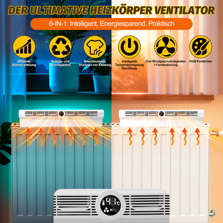Sonnewelt Heizkörper Ventilator Heizverstärker 6 Auslässen und Beleuchtung