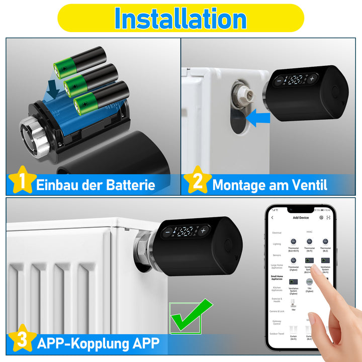 Sonnewelt Heizkörperthermostat Thermostatisches Heizkörperventil mit Ersatzkopf