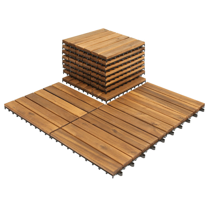 Sonnewelt Holzfliesen 30x30cm 6 Latten Fliese (11 Stück)