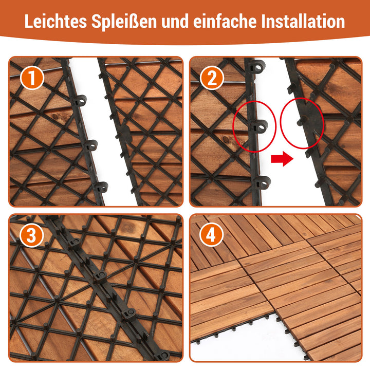 Sonnewelt Holzfliesen 30x30cm 6 Latten Fliese (11 Stück)