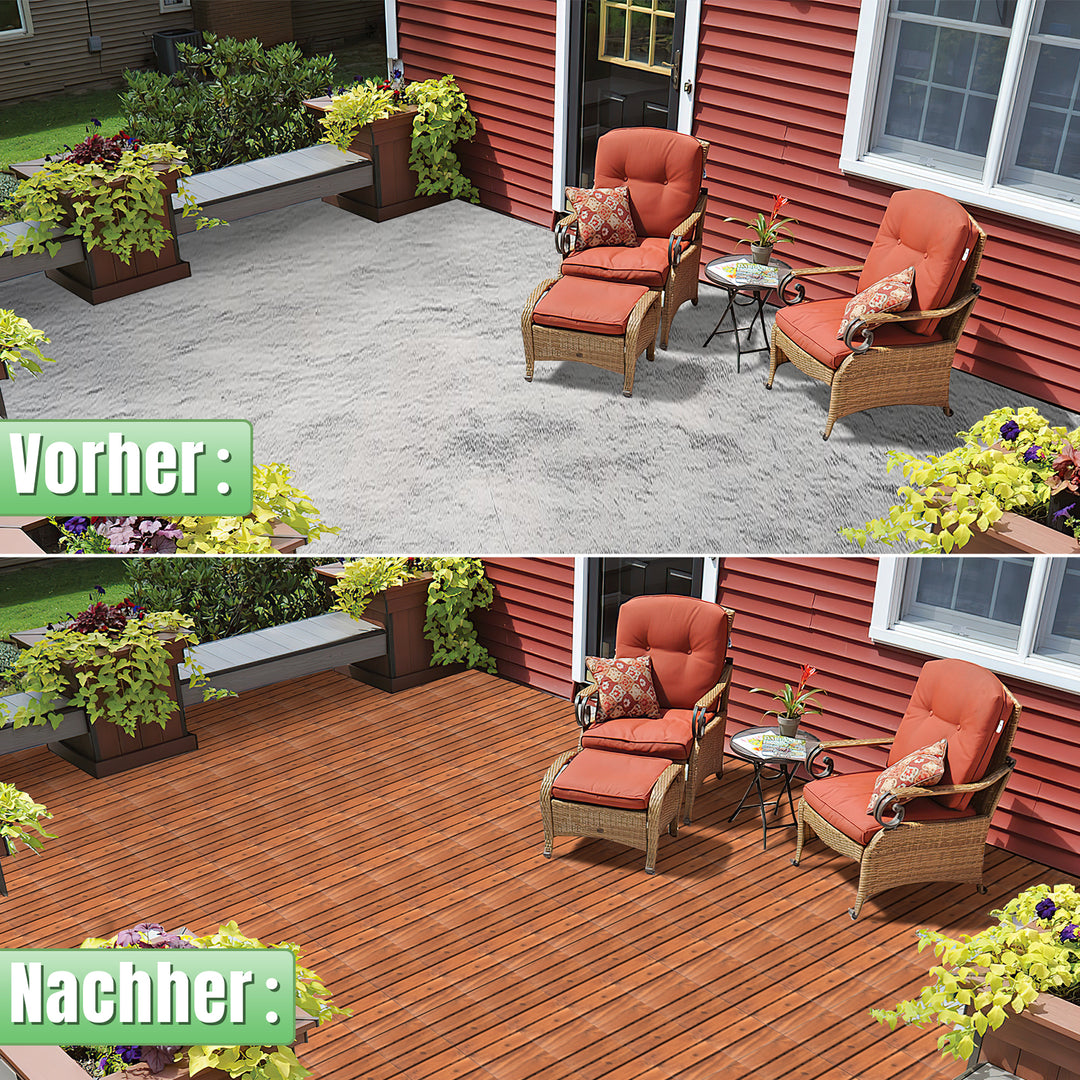 Sonnewelt Holzfliesen 30x30cm 6 Latten Fliese (11 Stück) Verschiedene Farben