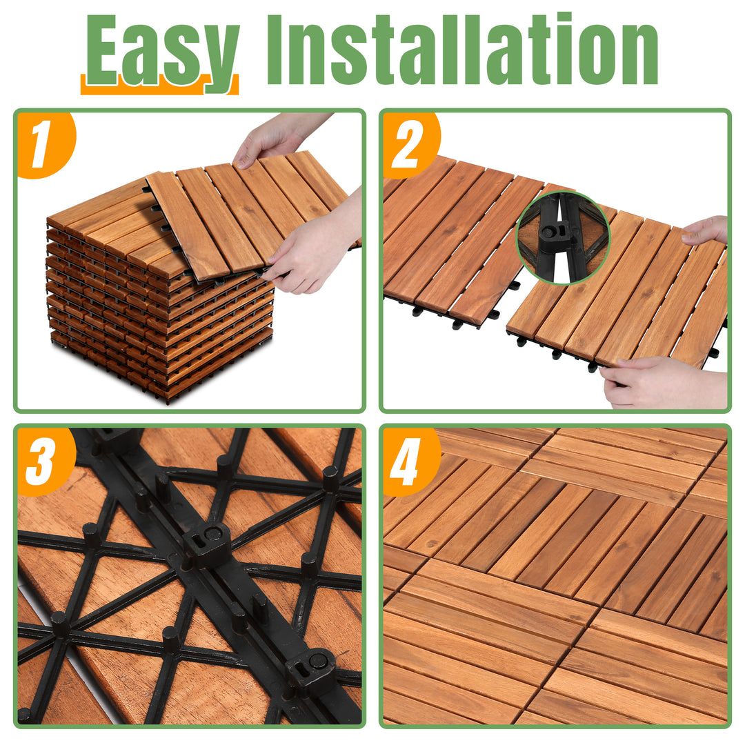 Sonnewelt Holzfliesen 30x30cm 6 Latten Fliese (11 Stück) Verschiedene Farben