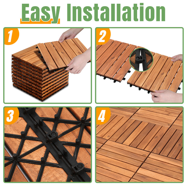Sonnewelt Holzfliesen 30x30cm 6 Latten Fliese (11 Stück) Verschiedene Farben