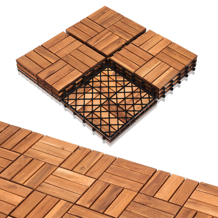 Sonnewelt Holzfliesen 30x30cm 12 Latten Fliese(11 Stück) Verschiedene Farben