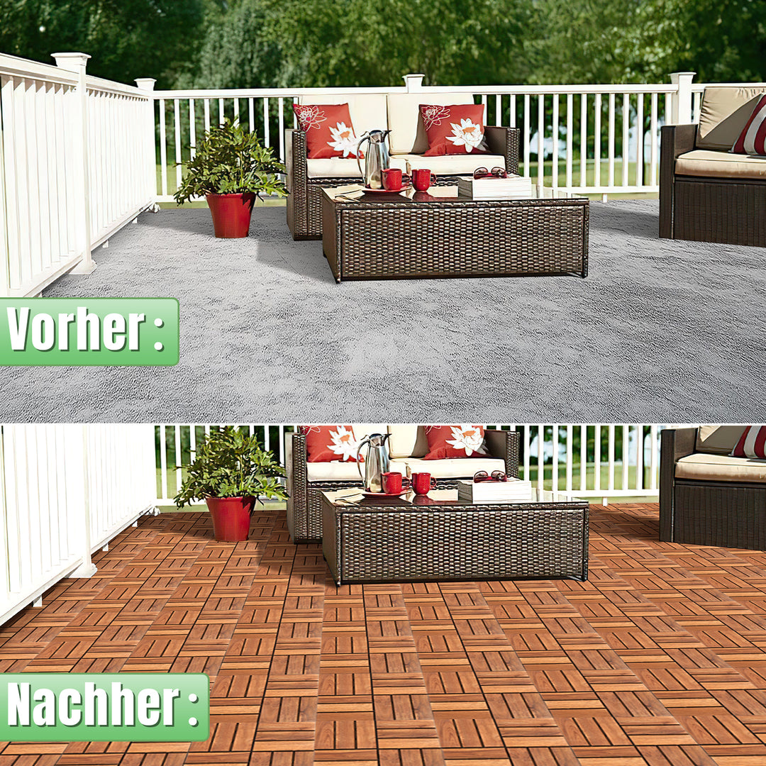 Sonnewelt Holzfliesen 30x30cm 12 Latten Fliese(11 Stück) Verschiedene Farben