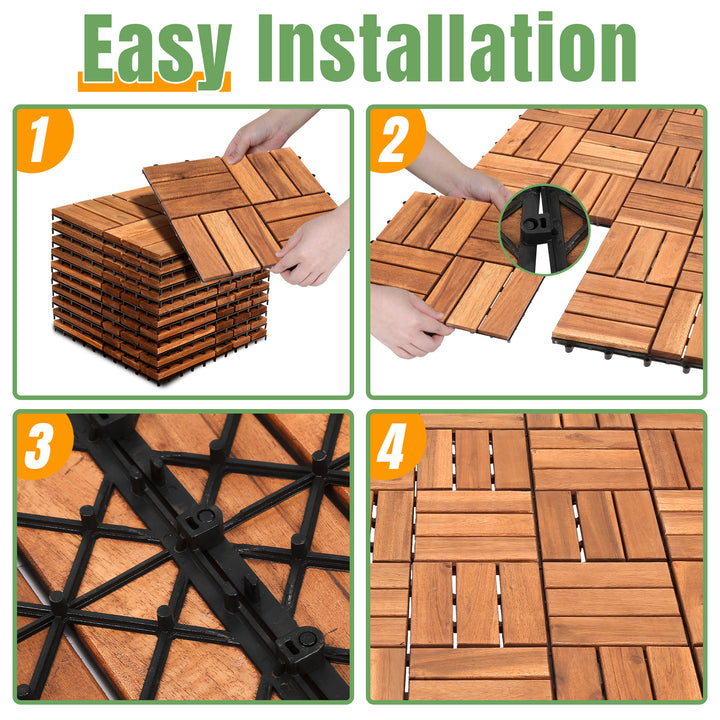 Sonnewelt Holzfliesen 30x30cm 12 Latten Fliese(11 Stück) Verschiedene Farben