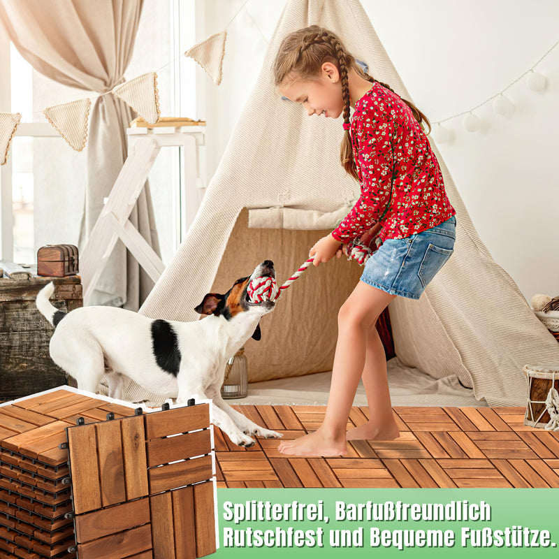 Sonnewelt Holzfliesen 30x30cm 12 Latten Fliese(11 Stück) Verschiedene Farben