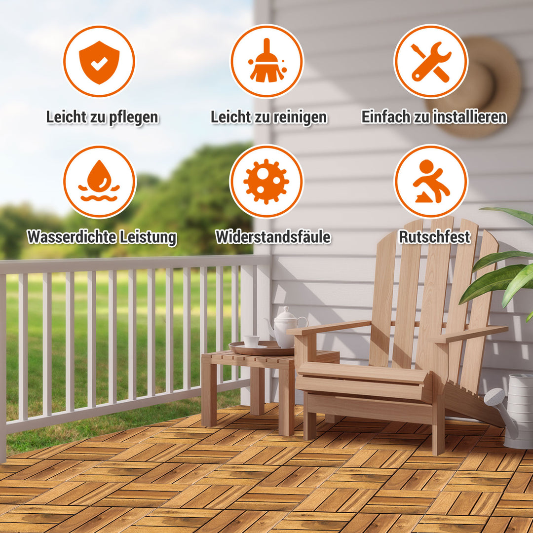 Sonnewelt wooden tiles 30x30cm 12 slatted tiles (11 pieces)