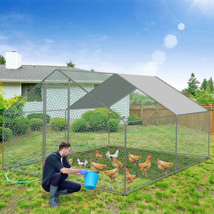 Sonnewelt chicken coop metal free-range enclosure with roof tarpaulin 3*3*2m