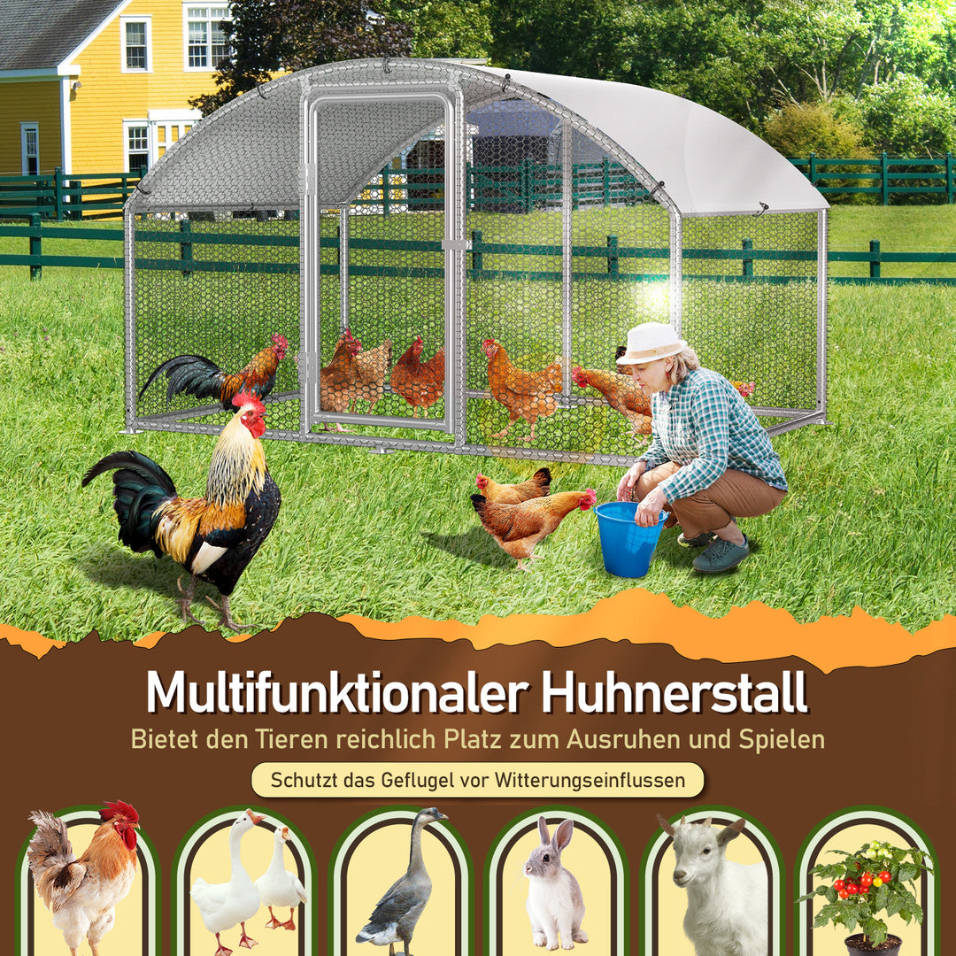 Sonnewelt Hühnerstall Freilaufgehege Kuppeldach Verzinktem Stahl 3x2x2m