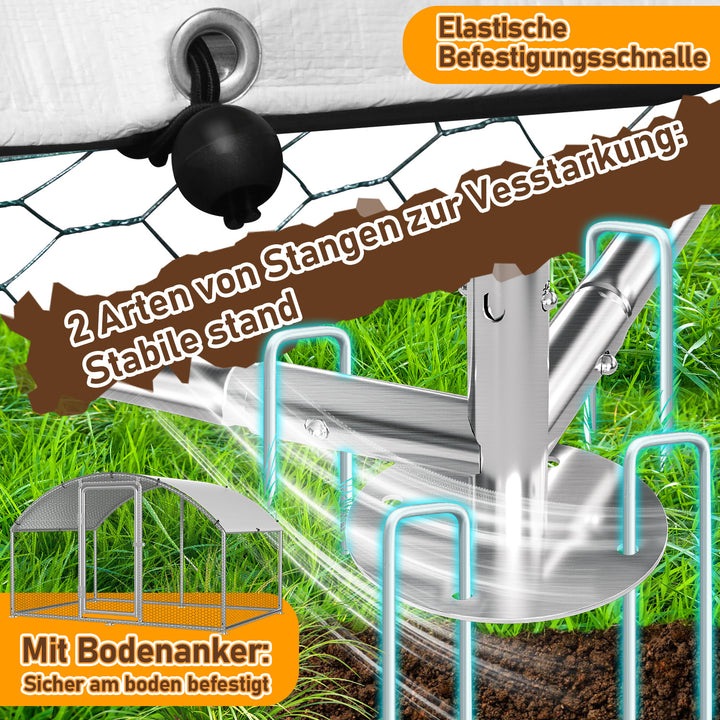 Sonnewelt Hühnerstall Freilaufgehege Kuppeldach Verzinktem Stahl 3x2x2m