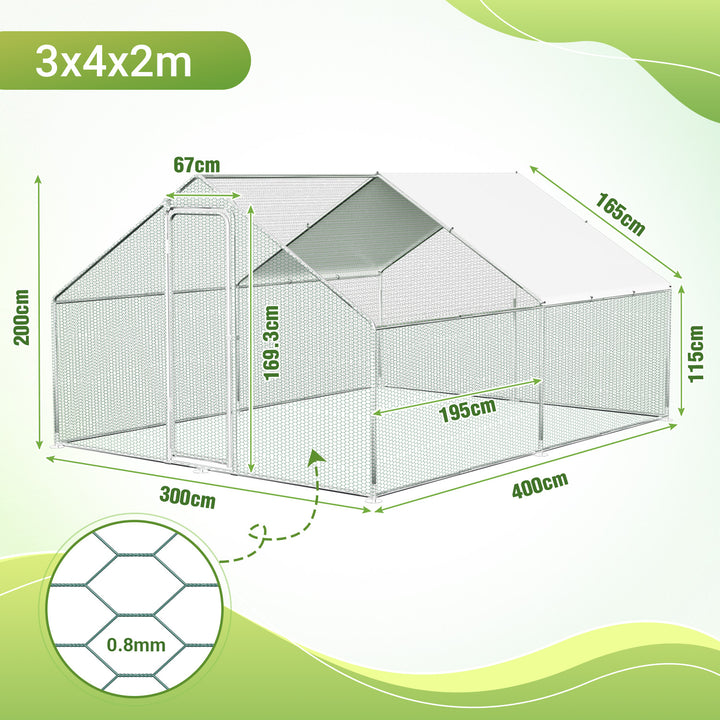 Sonnewelt Hühnerstall Freilaufgehege Verzinkter Stahl mit Dachplane 3*4*2m