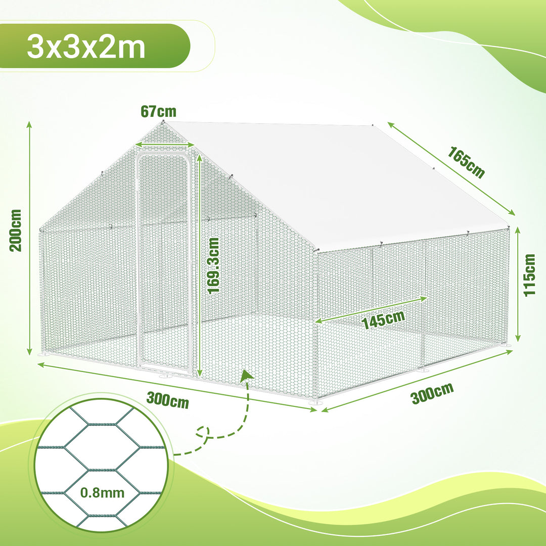 Sonnewelt Hühnerstall Freilaufgehege Verzinkter Stahl mit Dachplane 3*3*2m