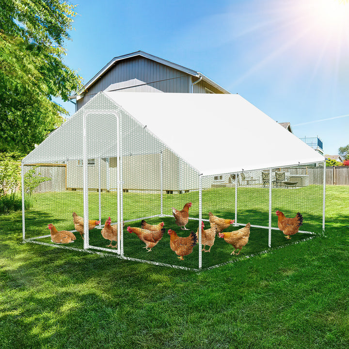 Sonnewelt Hühnerstall Freilaufgehege Verzinkter Stahl mit Dachplane 3*3*2m