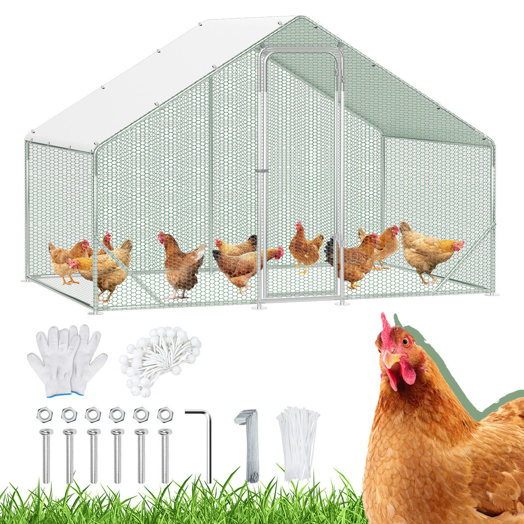 Sonnewelt Hühnerstall Freilaufgehege Verzinkter Stahl mit Dachplane 3*2*2m(Neue Version)