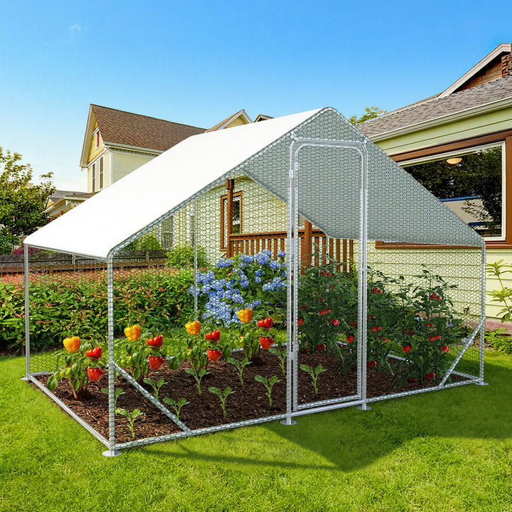 Sonnewelt Hühnerstall Freilaufgehege Verzinkter Stahl mit Dachplane 3*2*2m(Neue Version)