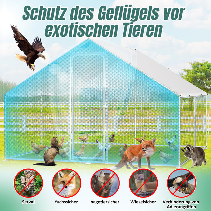Sonnewelt Hühnerstall Freilaufgehege Verzinkter Stahl mit Dachplane 3*6*2m