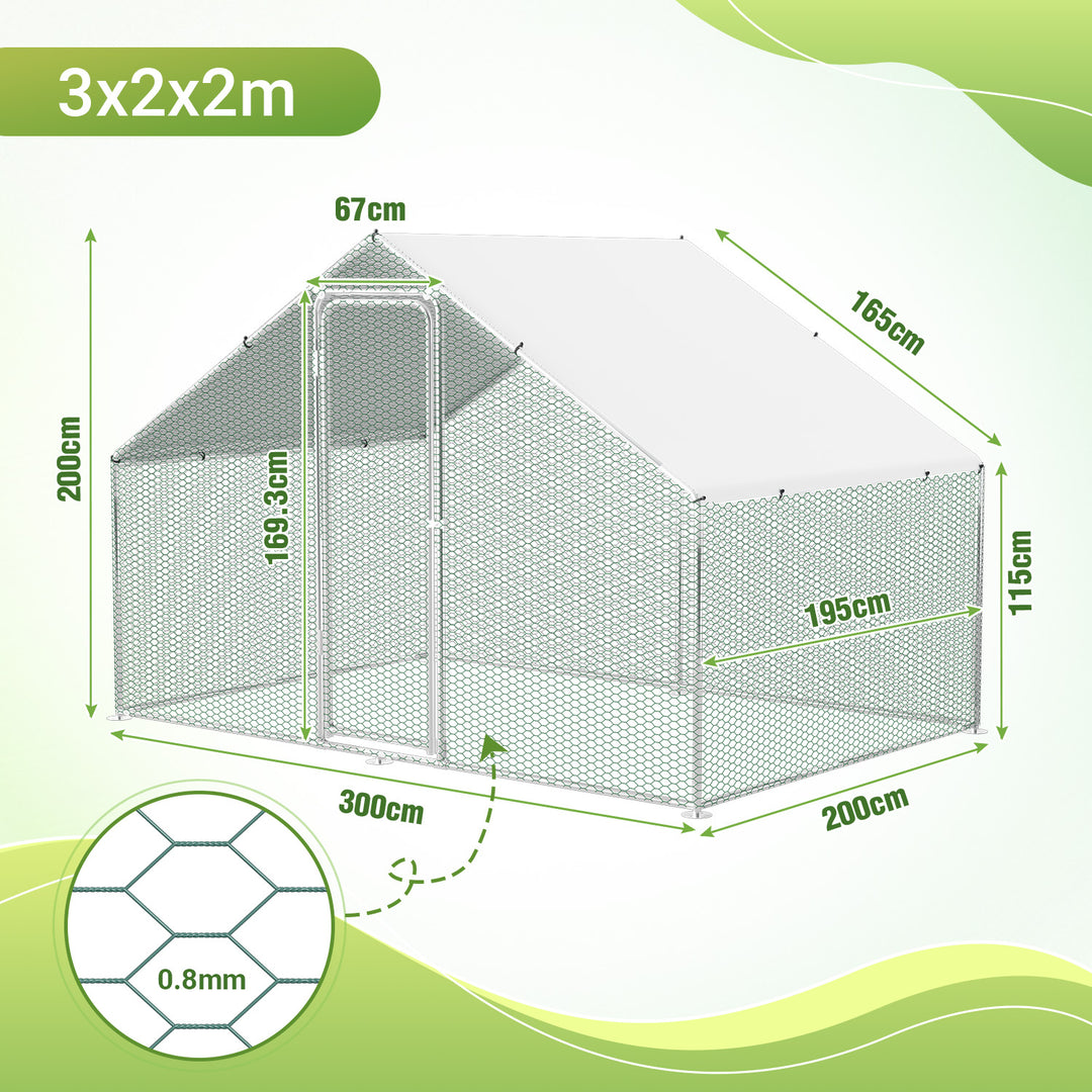 Sonnewelt Hühnerstall Freilaufgehege Verzinkter Stahl mit Dachplane 3*2*2m
