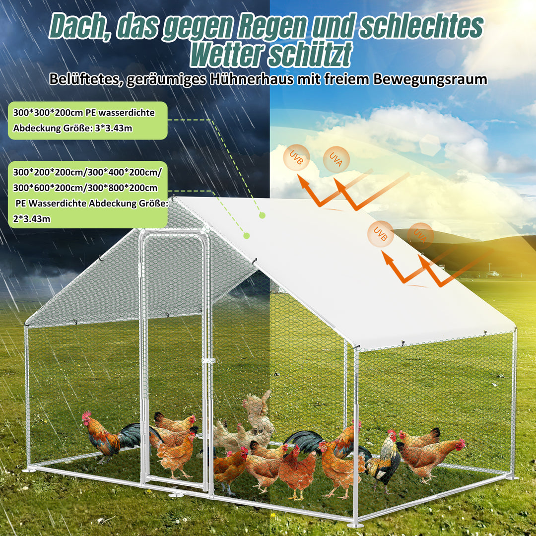 Sonnewelt Hühnerstall Freilaufgehege Verzinkter Stahl mit Dachplane 3*6*2m