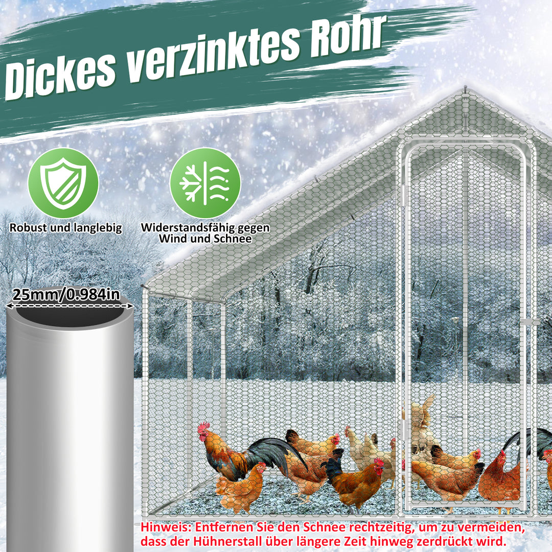 Sonnewelt Hühnerstall Freilaufgehege Verzinkter Stahl mit Dachplane 3*6*2m