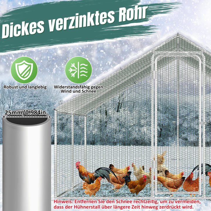Sonnewelt Hühnerstall Freilaufgehege Verzinkter Stahl mit Dachplane 3*6*2m