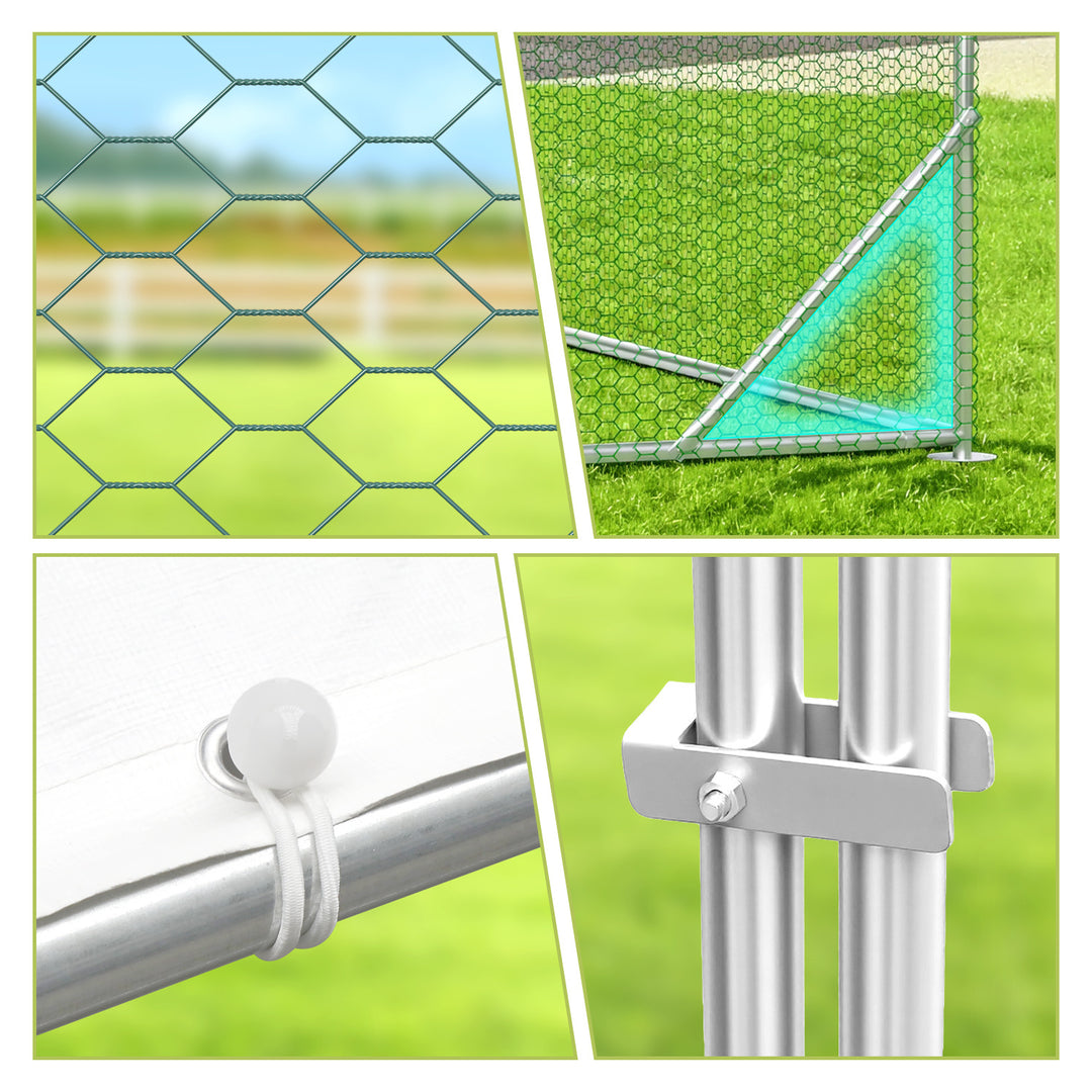 Sonnewelt Hühnerstall Freilaufgehege Verzinkter Stahl mit Dachplane 3*2*2m(Neue Version)