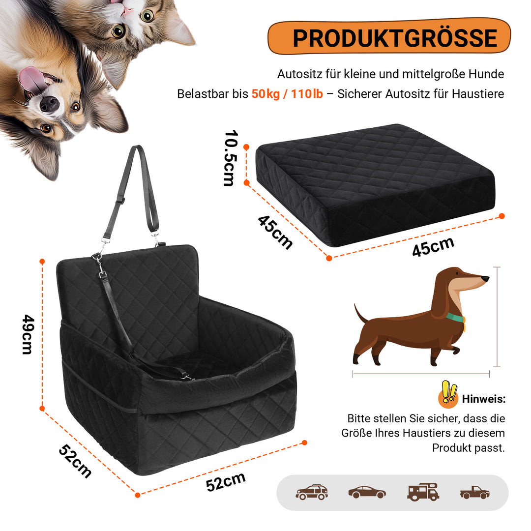 Sonnewelt Hundesitz Auto Hundeautositz bis 50kg