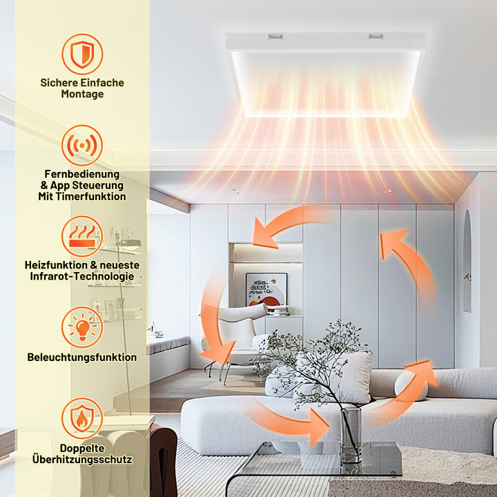 Sonnewelt Infrarotheizung Deckenheizung mit Licht 360/770W