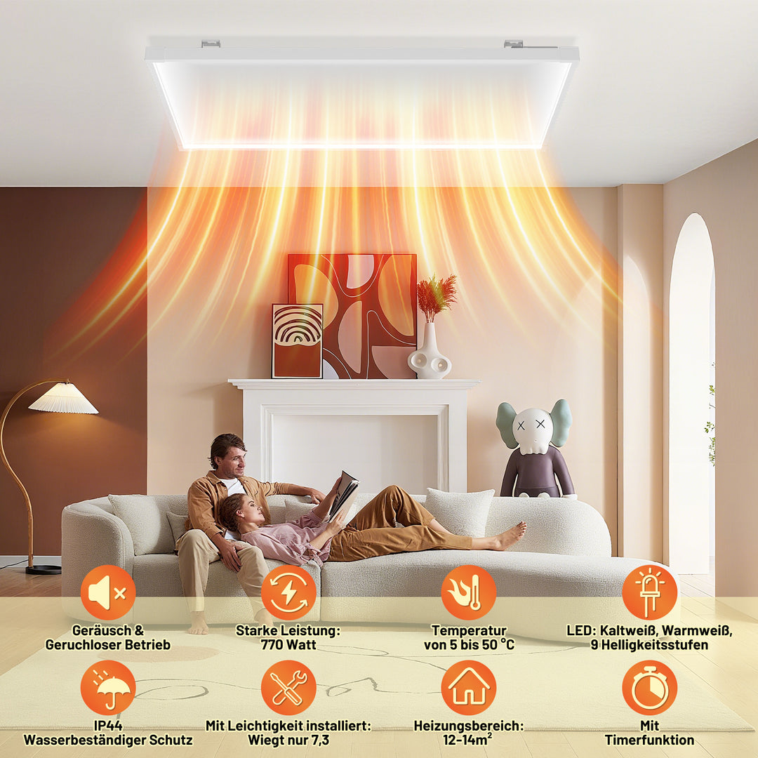 Sonnewelt Infrarotheizung Deckenheizung mit Licht 360/770W