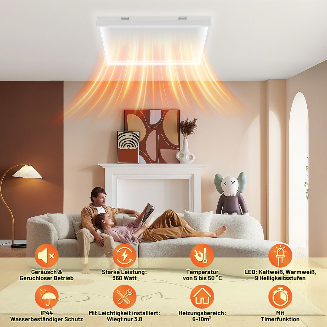 Sonnewelt Infrarotheizung Deckenheizung mit Licht 360/770W