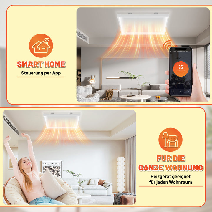 Sonnewelt Infrarotheizung Deckenheizung mit Licht 360/770W