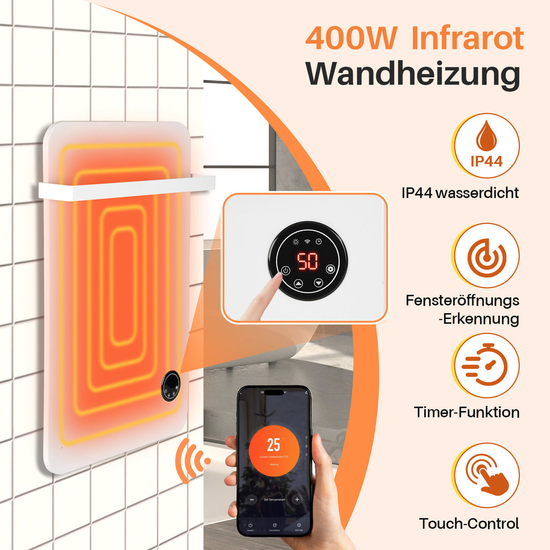 Sonnewelt Infrarotheizung Handtuchhalter Thermostat 400W/600W