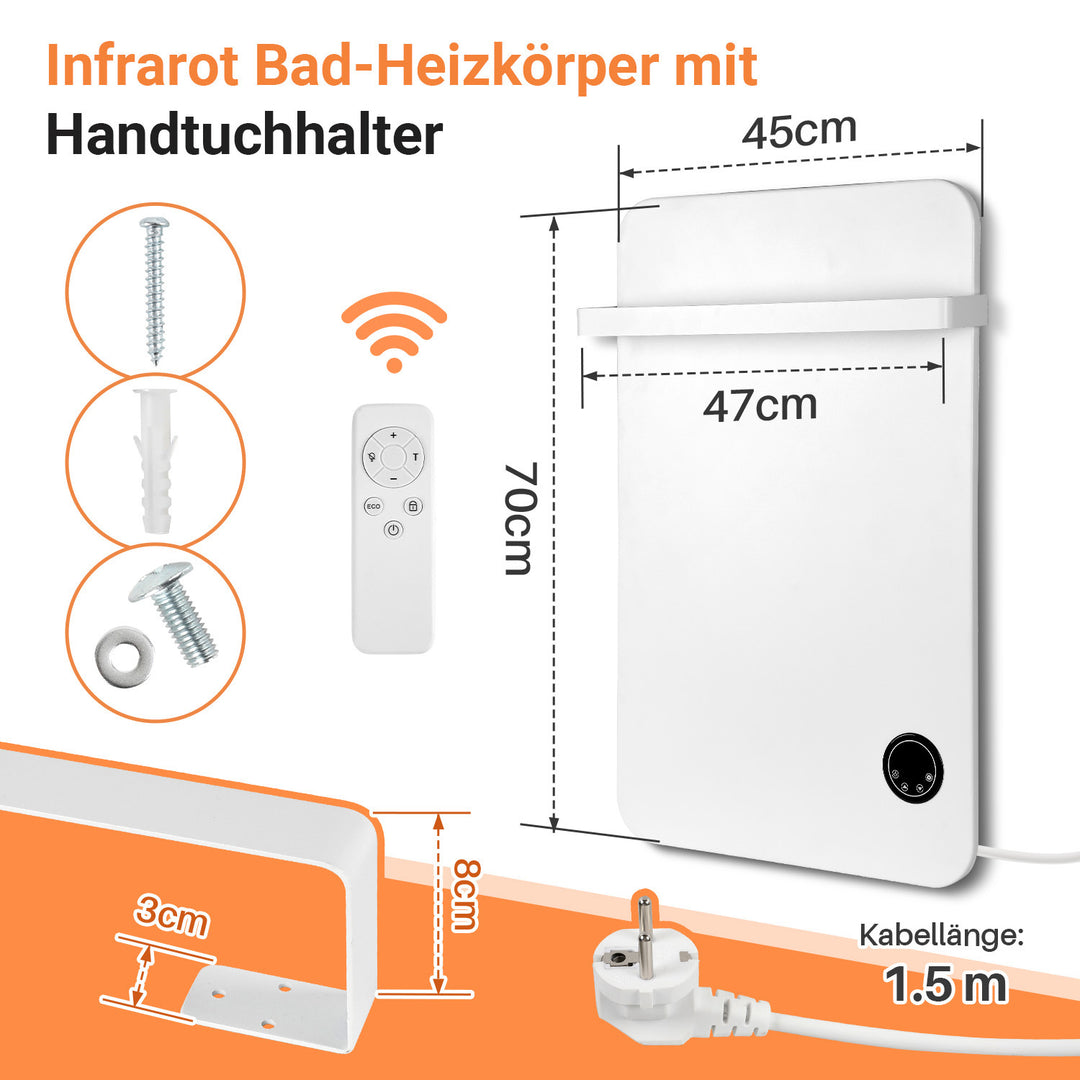 Sonnewelt Infrarotheizung Handtuchhalter Thermostat 400W/600W