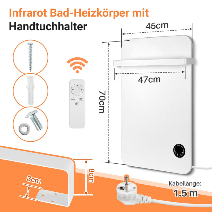 Sonnewelt Infrarotheizung Handtuchhalter Thermostat 400W/600W