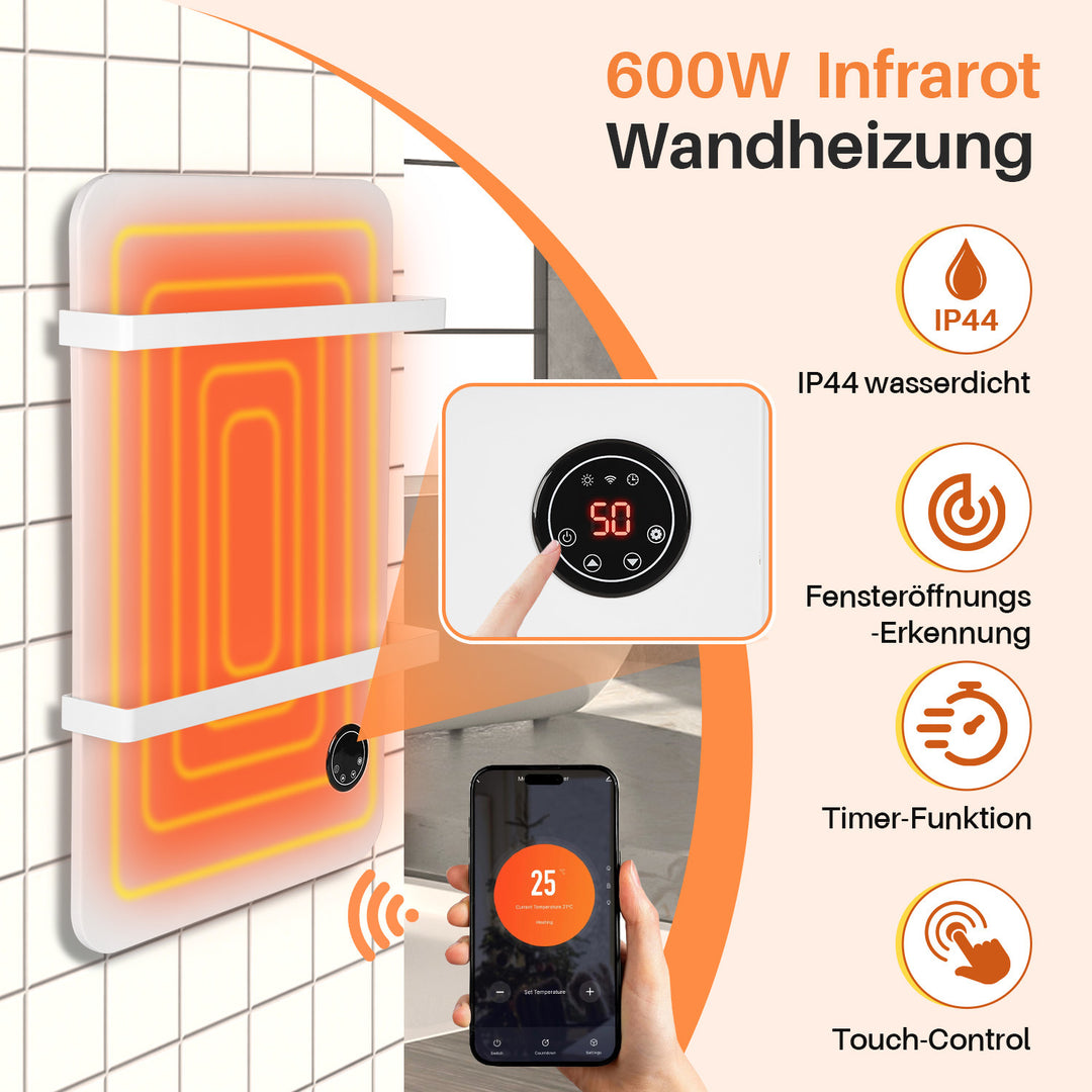 Sonnewelt Infrarotheizung Handtuchhalter Thermostat 400W/600W