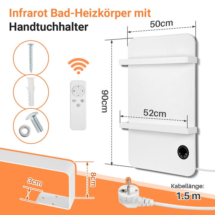Sonnewelt Infrarotheizung Handtuchhalter Thermostat 400W/600W