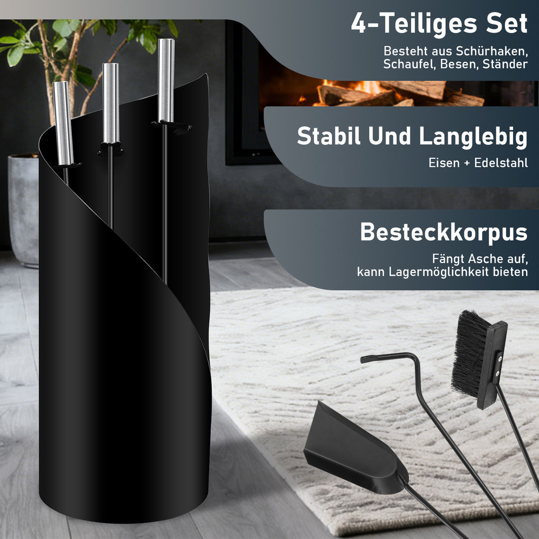Sonnewelt Kaminbesteck 4 teilig Edelstahl Kaminzubehör