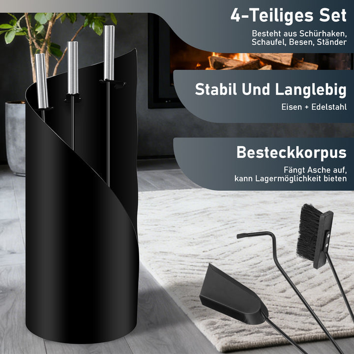Sonnewelt Kaminbesteck 4 teilig Edelstahl Kaminzubehör