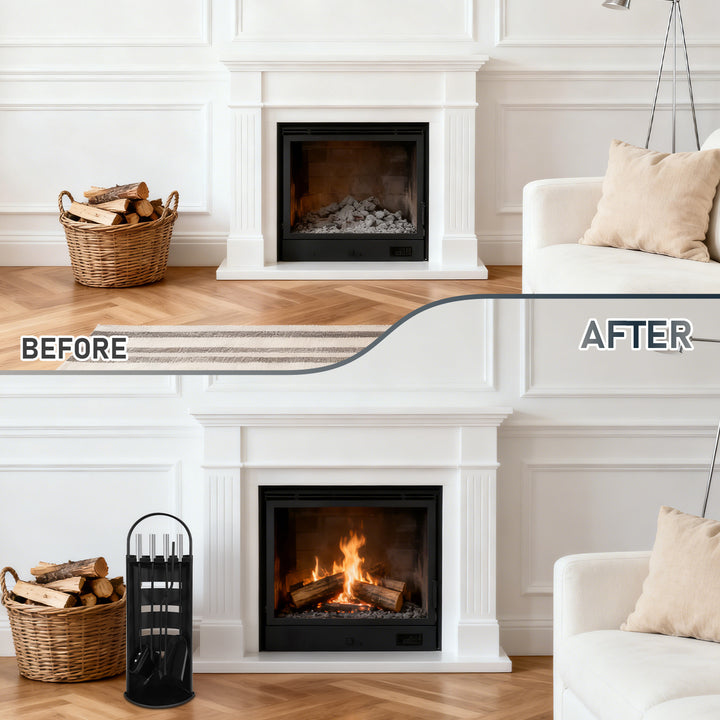 Sonnewelt Kaminbesteck 5 teilige Edelstahl Kaminzubehör