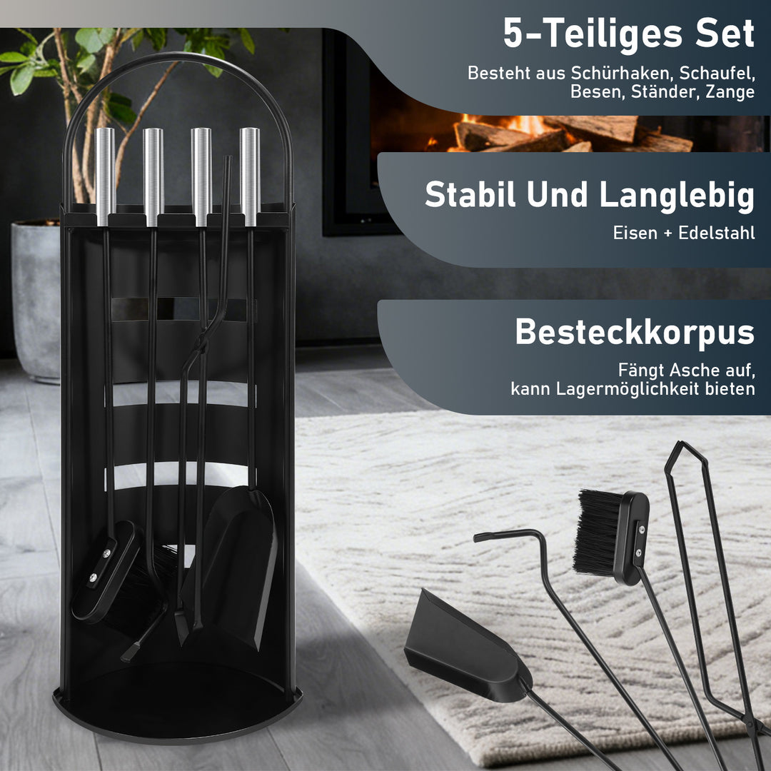 Sonnewelt Kaminbesteck 5 teilige Edelstahl Kaminzubehör