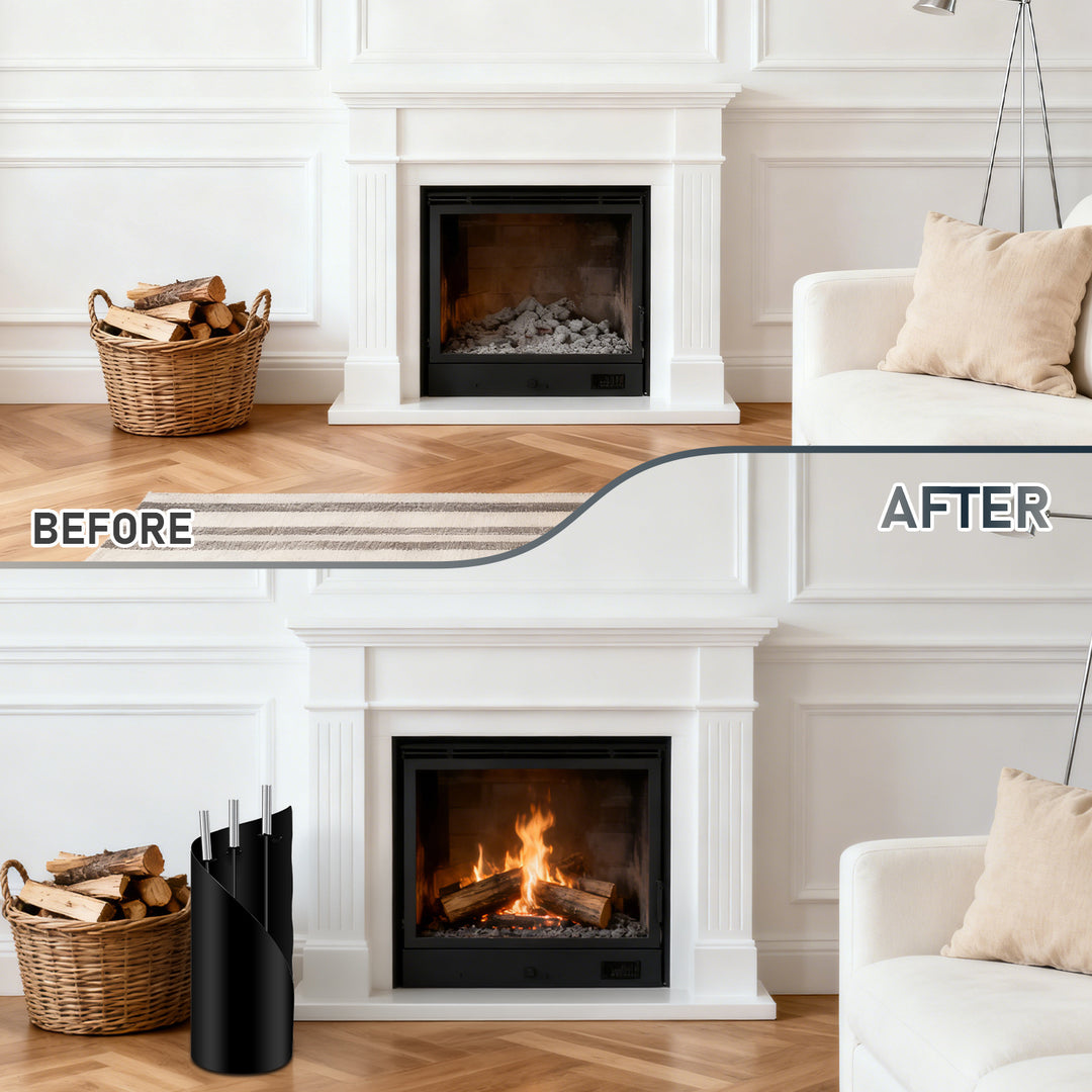 Sonnewelt Kaminbesteck 4 teilig Edelstahl Kaminzubehör