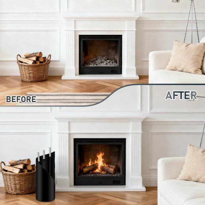 Sonnewelt Kaminbesteck 4 teilig Edelstahl Kaminzubehör