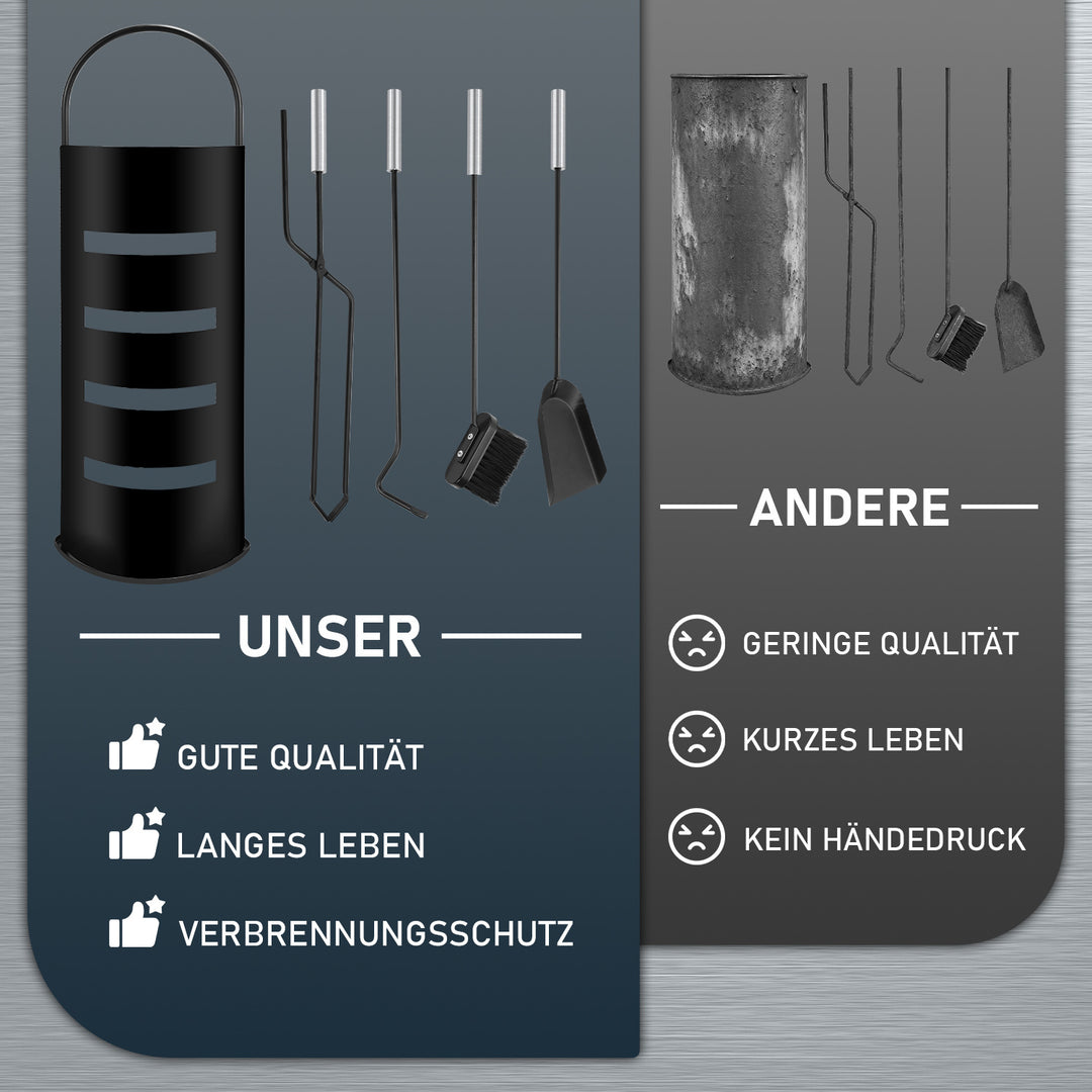 Sonnewelt Kaminbesteck 5 teilige Edelstahl Kaminzubehör
