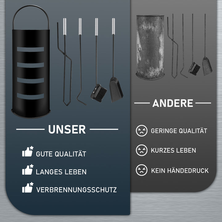 Sonnewelt Kaminbesteck 5 teilige Edelstahl Kaminzubehör