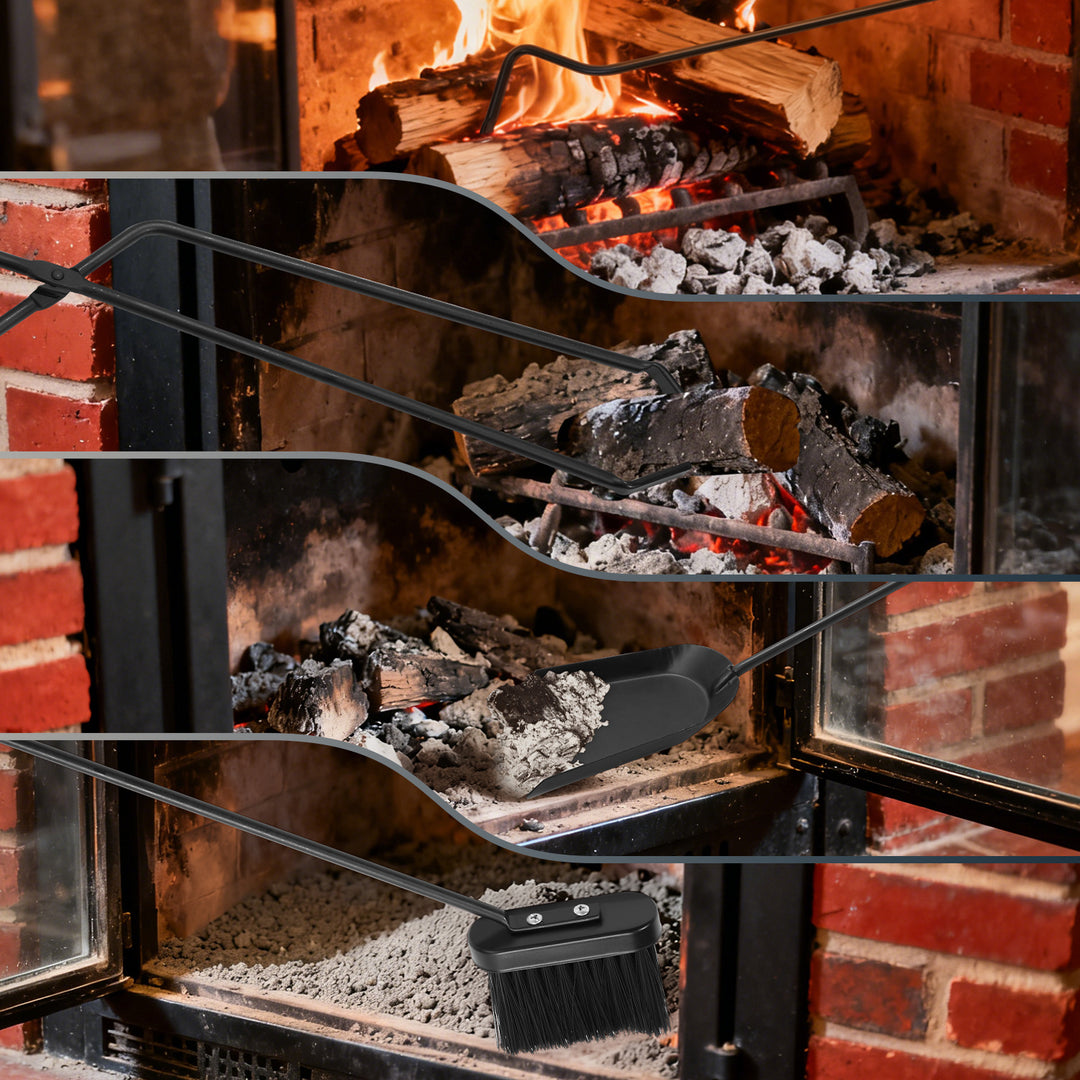 Sonnewelt Kaminbesteck 5 teilige Edelstahl Kaminzubehör