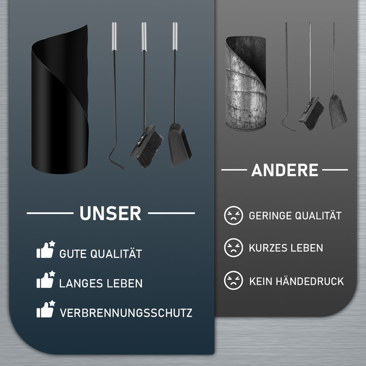 Sonnewelt Kaminbesteck 4 teilig Edelstahl Kaminzubehör